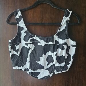 Lone Star Cow Print Women's Crop